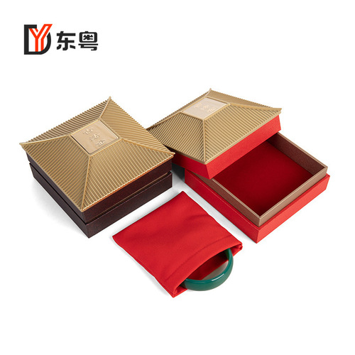 Ancient palace golden heaven and earth cover jewelry box bracelet jewelry gift box Buddha beads and play velvet bag jewelry packaging box