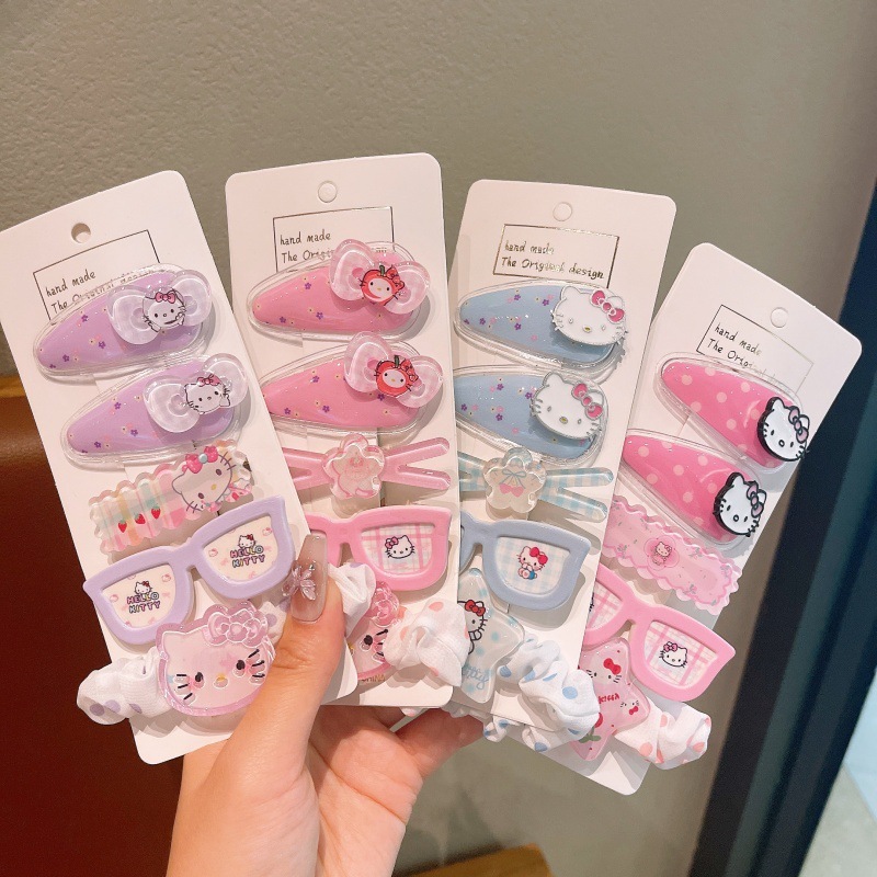 甘くてかわいい猫メガネヘアピンセット漫画高価値ガールハートサイドクリップヘアピンヘアアクセサリー卸売|undefined