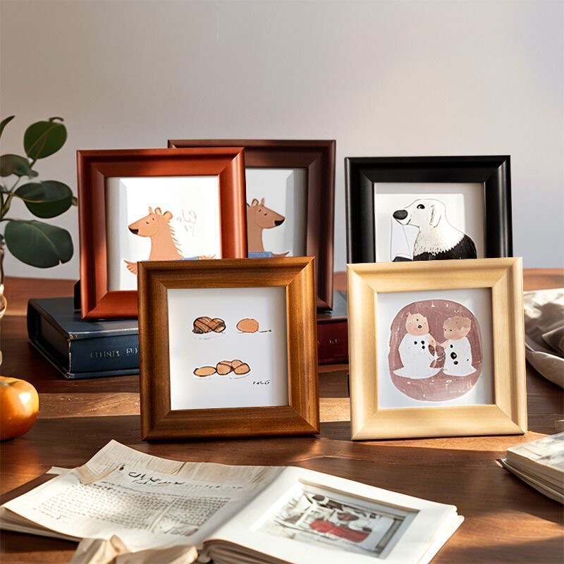 Square photo frame 5 5 6 6 8 inch wooden picture frame empty frame mounted wall retro photo table creative diy