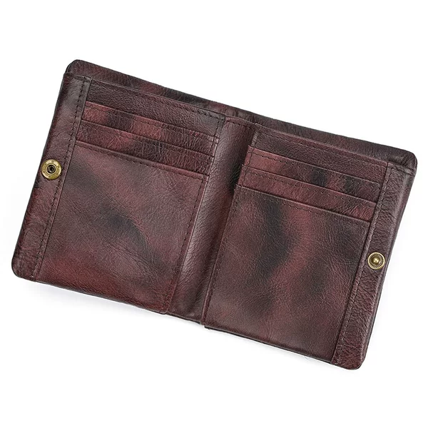 Genuine Leather Short Wallet, High-Grade Oil Leather for Men and Women, 80% off Coin Purse, Vegetable-Tanned Leather, Vintage-Style Cross-Border Wallet