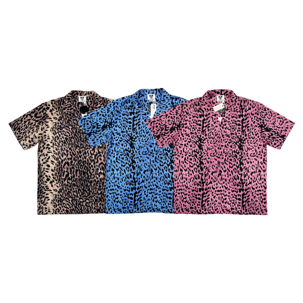 Europäisches und amerikanisches Sommer-Freizeithemd mit Leopardenmuster, kubanischem Kragen, Retro-Strand-Kurzarm_voghion.com