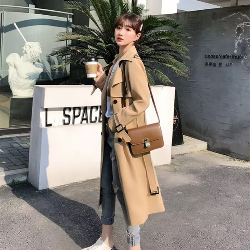 黑色风衣外套女春秋2025春季新款中长款韩系英伦风小个子穿搭大衣