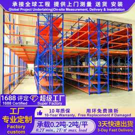 重型阁楼平台货架工厂大型仓库隔层集成式重型货架工字钢阁楼货架