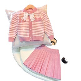 Exclusive Little Chanel-style Two-Piece Butterfly Bow Girl's Knit Dress