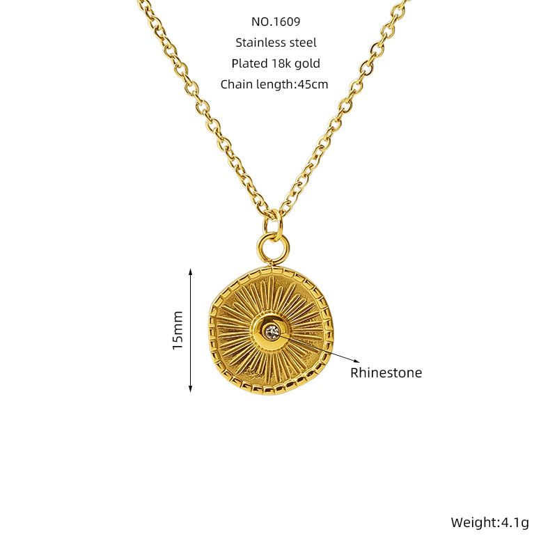 Collar de acero inoxidable retrógrado francés de ocho estrellas personalidad de moda de estilo de moda de colgante de metal de acero de acero clavícula para mujeres