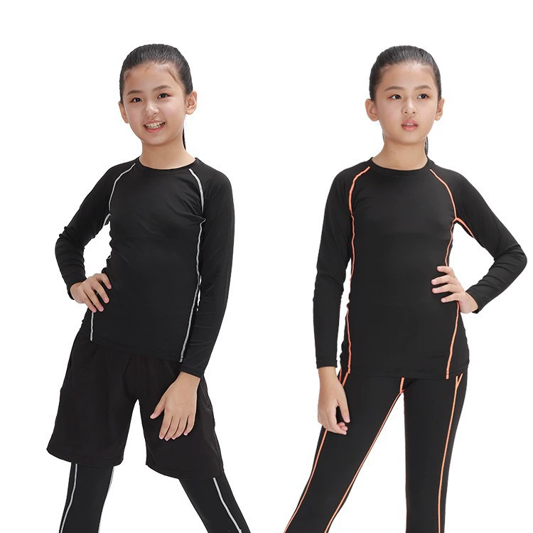 Детские спортивные лыжные быстрые сухие leggings для баскетбола, зимний комплект для тренировок для мальчиков, плотные, для бега