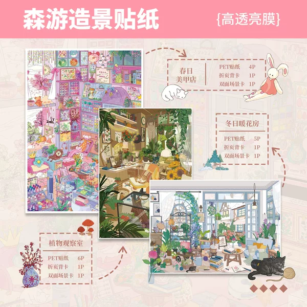 Senyou Large Edition 48.0+16.0 Series: Landscape Stickers for Creating Miniature Scenes, 3D Miniature Scene DIY Toys