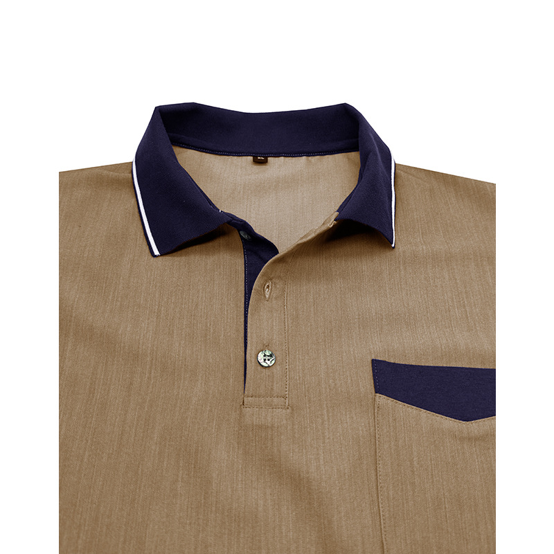 2025 크로스보더 유럽과 미국 남성용 반팔 탄성 데님 폴로 셔츠 외국 무역 남성용 옷깃 티셔츠 슬림핏 상의