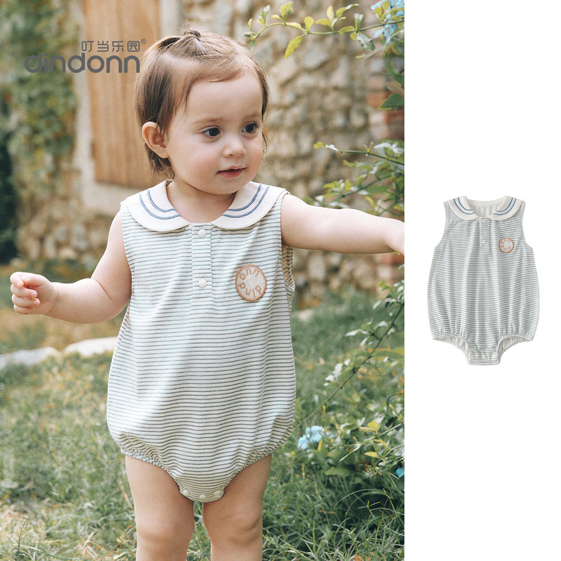 Tinkerbell Newborn Summer Sleeveless Triangle Romper Baby Clothes Summer Thin Style Baby Navy Collar Onesie Tinkerbell Newborn Summer Sleeveless Triangle Romper Baby Clothes Summer Thin Style Baby Navy Collar Onesie