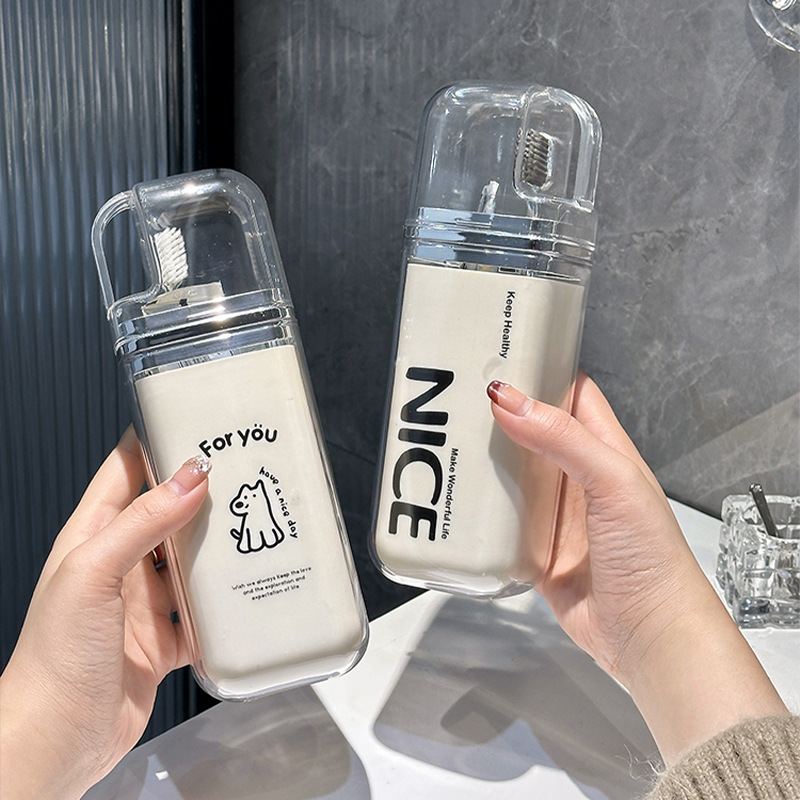 Taza de enjuague portátil de viaje, taza de lavado de alto valor facial, conjunto de cepillo de dientes doméstico 3 en 1 caja de pasta de dientes, taza de cepillo de dientes