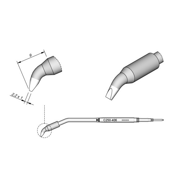 西班牙 JBC C250406 弯形烙铁头2,2x1,0 C250-406