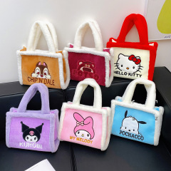 Strawberry Bear Bag Autumn/Winter New Arrival Plush Top Handle Bag Large Capacity Versatile Commute Tote Bag Girly Cartoon Bag
