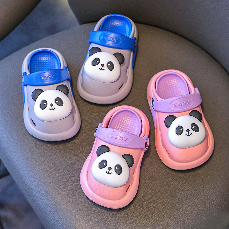 Zapatos para niños, sandalias para niños, bebés de verano, nuevos niños, zapatillas de animación antideslizantes para niños, zapatillas de panda para niños