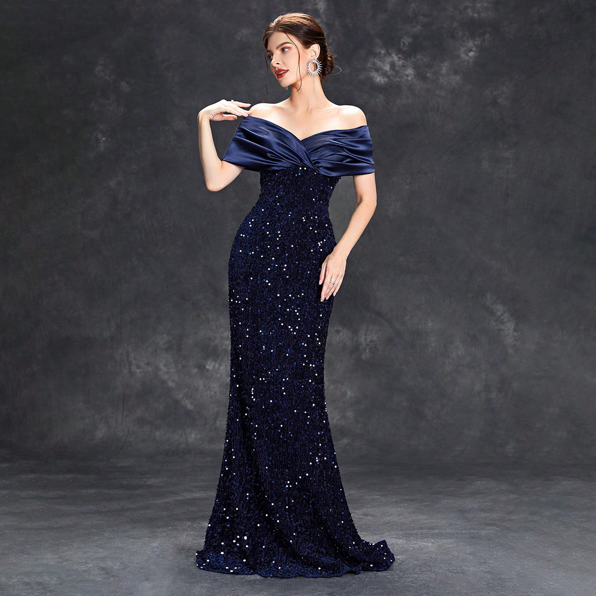 Vestido de noche cruzado sin hombros 2025, nuevo vestido de fiesta elegante y sexy de corte sirena ajustado para mujer, verano. image 7