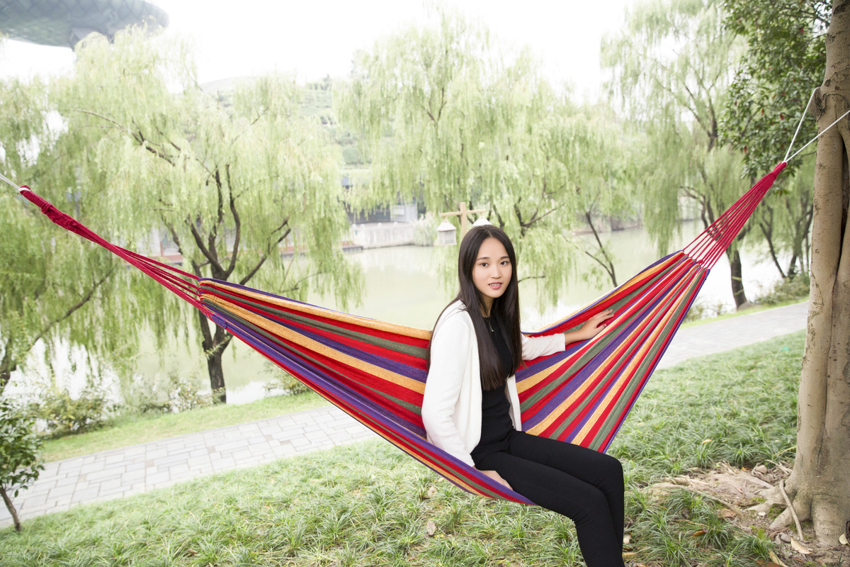 260*100CM 넓어진 무지개 더블 캔버스 해먹