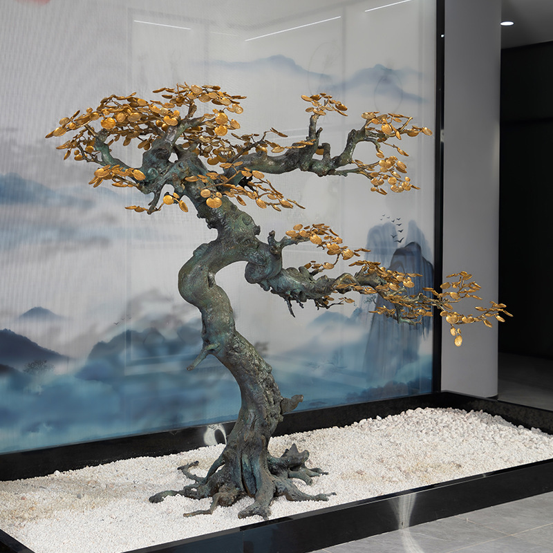 Copper Art Workshop All-Copper Money Tree Ornament Brass Fortune Tree Villa Living Room Lobby Decoration Money Tree Copper Ornament