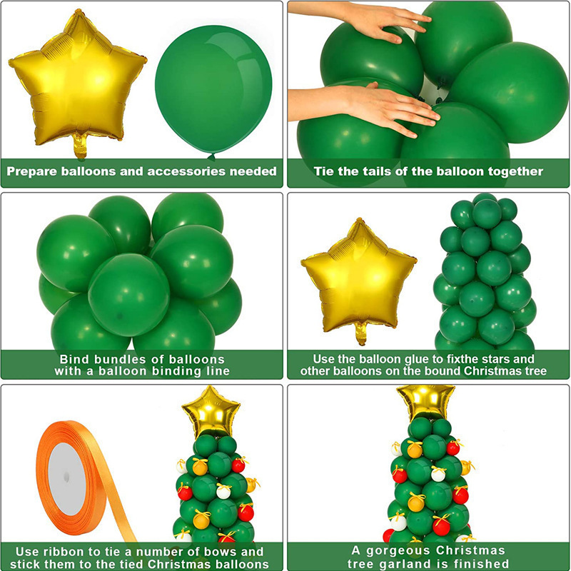 Venta caliente transfronteriza Paquete de globos de látex verde oscuro de Navidad Serie de bosque Venta directa de fábrica de árboles de Navidad Globo_voghion.com
