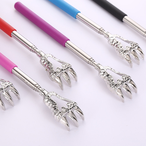 Stainless steel retractable dinosaur claw back scratcher self-operating backscratcher