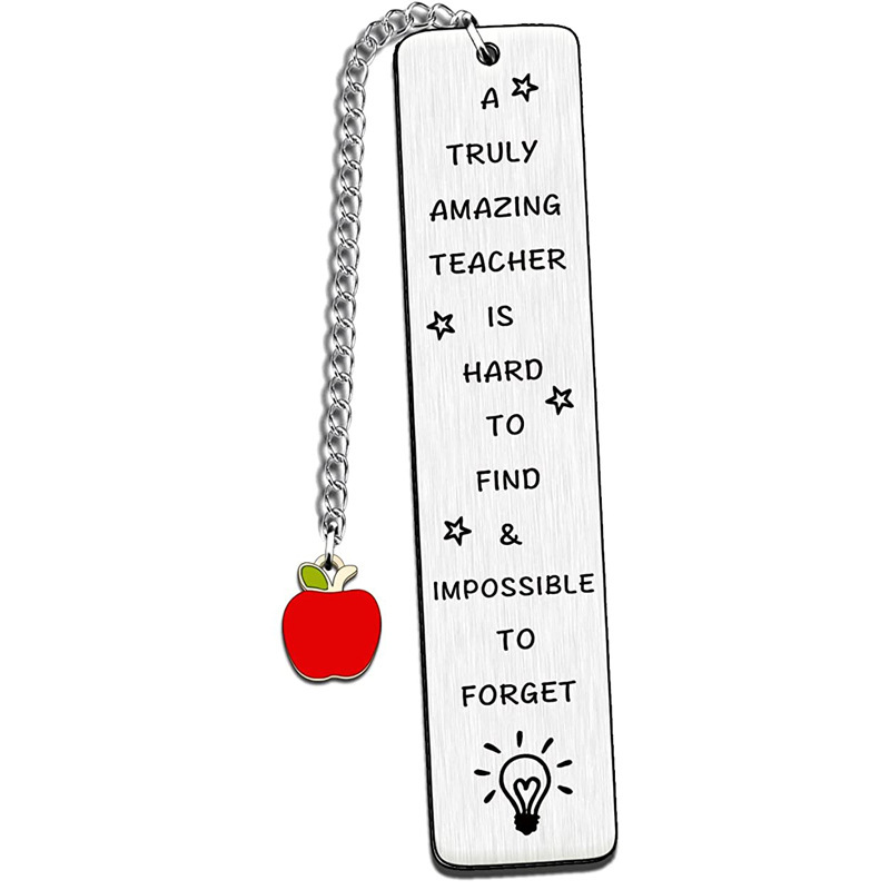 Marcadores de acero inoxidable europeos y americanos Regalos de la temporada de graduación Grabado con láser Gracias Regalos del día del maestro Libro Marcadores de metal