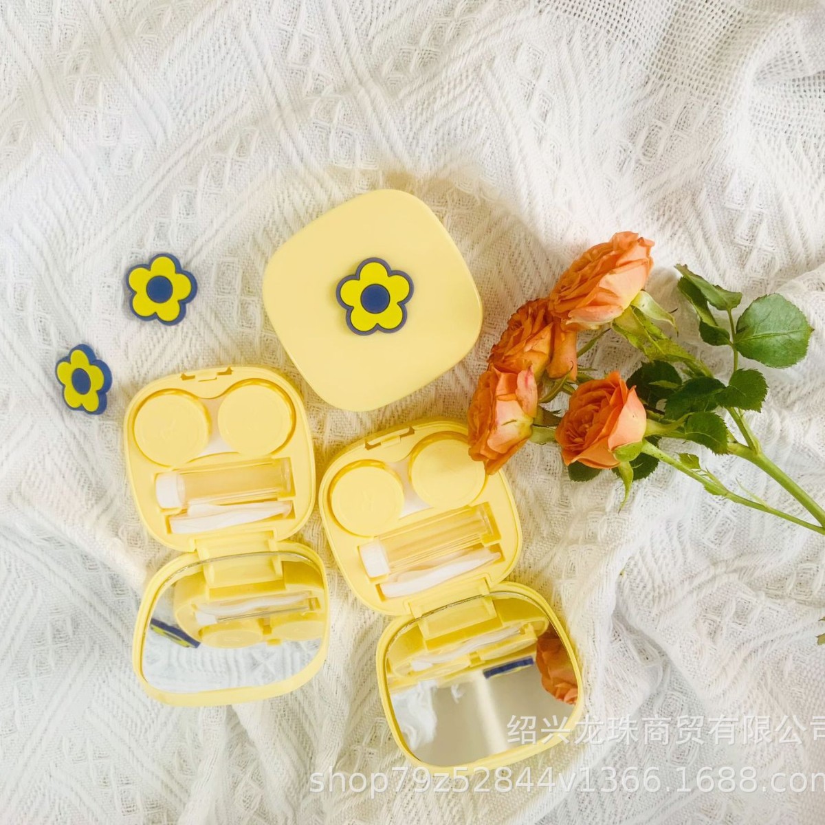 现货 黄色 隐形眼镜 美瞳盒 隐形眼镜 盒子 其他 包装盒  双联盒