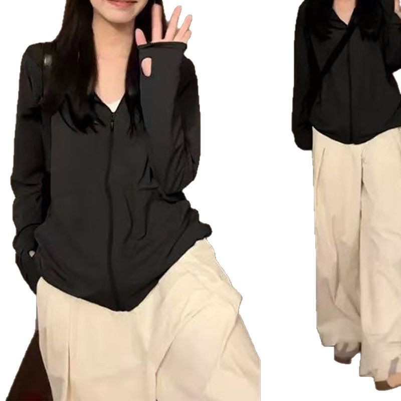 Chaqueta de Protección Solar con Capucha para Mujer de Poliéster UPF30+ Transpirable