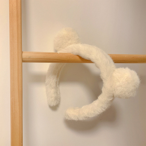 Bear ear headband for women, autumn and winter plush Japanese style cute face wash headband internet celebrity girl pressed hairpin hair accessories trendy