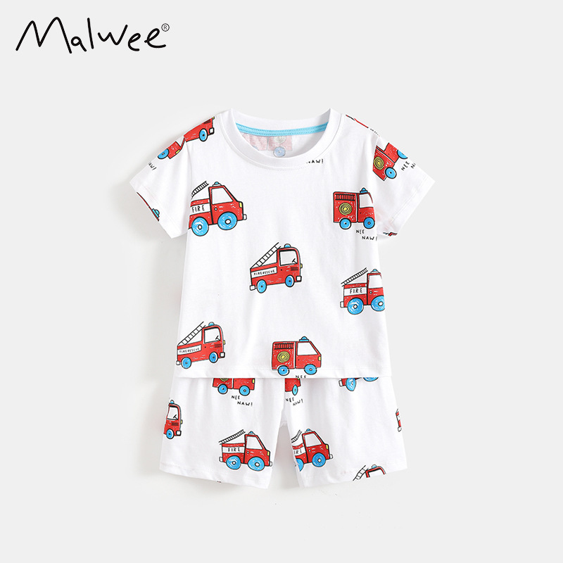 Transfronterizo malwee pijamas de niños verano nuevo estilo europeo y americano niños guapo cuello redondo manga corta traje infantil