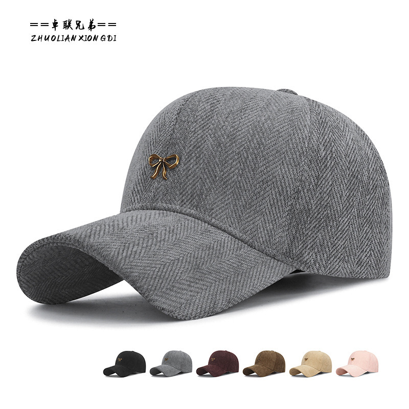 Korean-Style Trendy Metal Bow Baseball Cap for Women, Fashionable, Elegant, Versatile, Sun-Shading, Hard-Brimmed, Face-Slimming Duckbill Cap Korean-Style Trendy Metal Bow Baseball Cap for Women, Fashionable, Elegant, Versatile, Sun-Shading, Hard-Brimmed, Face-Slimming Duckbill Cap