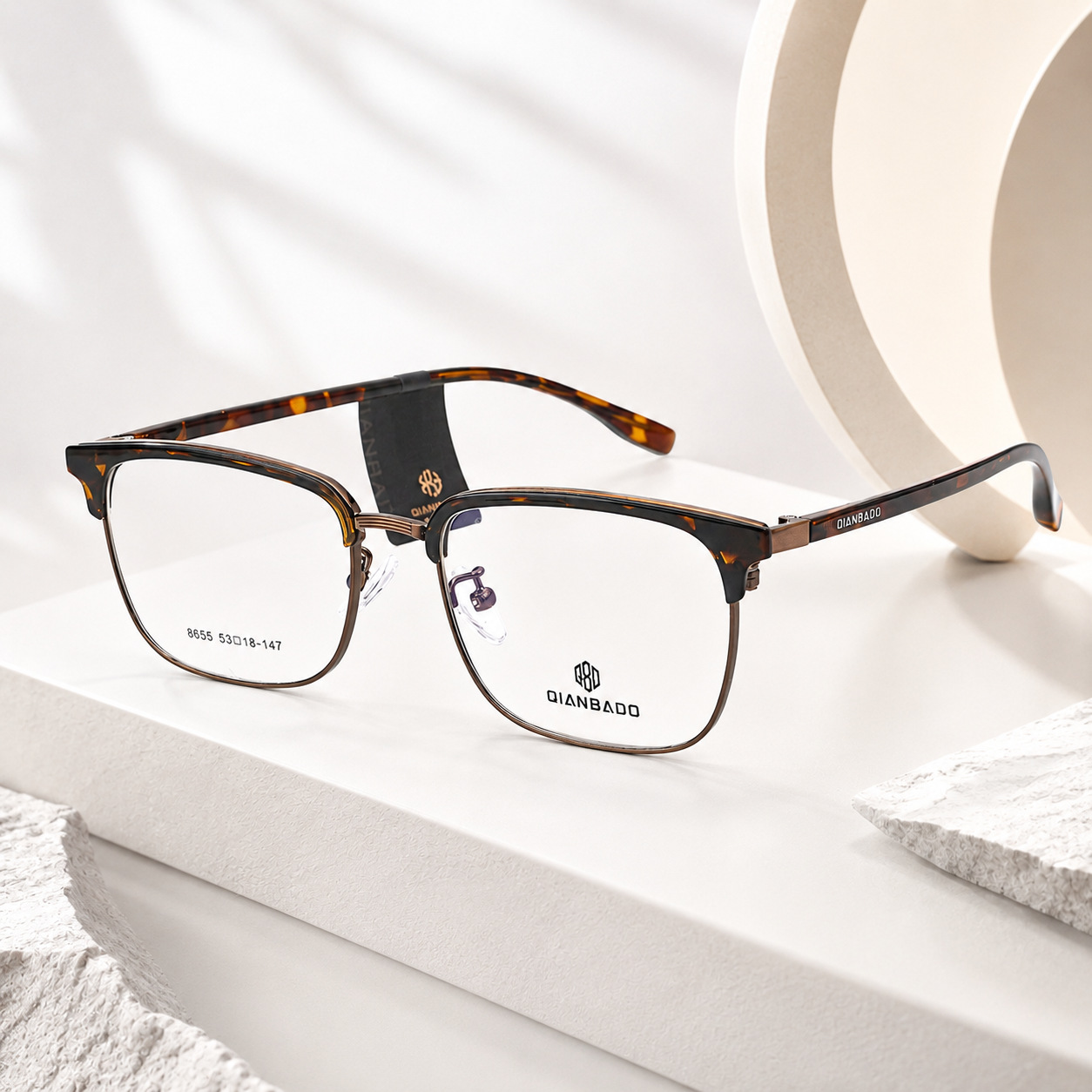 Korean-style new model 8655 men's business titanium alloy eyebrow frame glasses, fashionable and trendy, natural look, internet celebrity eyeglass frame