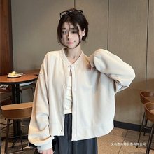 美式复古棒球开衫卫衣外套女装早春新款学生潮流宽松薄款夹克上衣