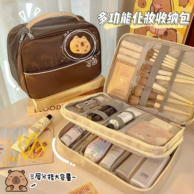 Косметичка большой емкости Capabala, многофункциональная многослойная Милая портативная Женская дорожная сумка для мытья и ухода за кожей