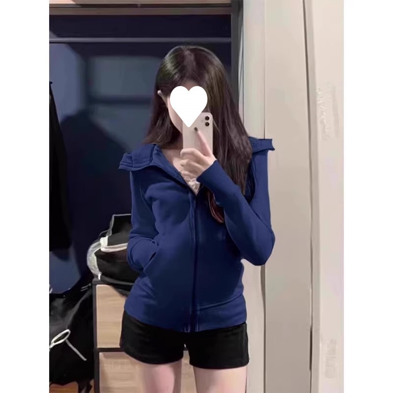 春秋季衣服连帽衫收腰紧身短款上衣2025新款|undefined