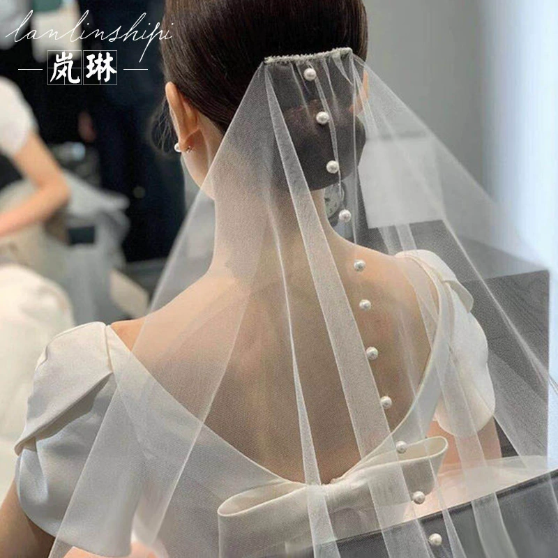Свадебное платье из жемчуга для фотосессии невесты, украшение для волос, простой и элегантный дизайн, корейский стиль