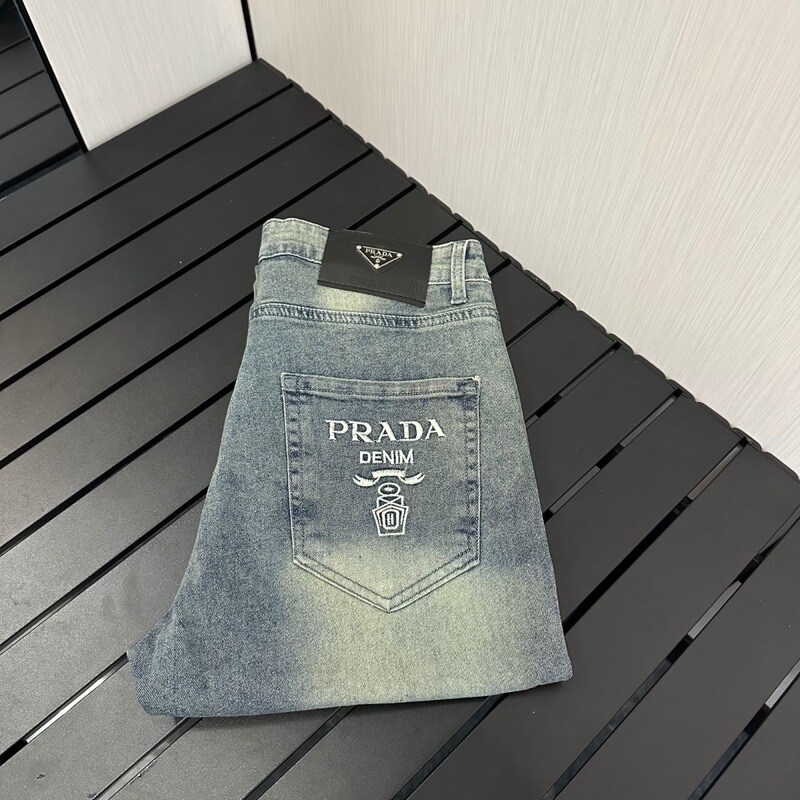Hong Kong Style Men's Four Seasons New 2025 Personalized Letter Jeans Casual Fashion Slim Trendy Handsome Men's Jeans