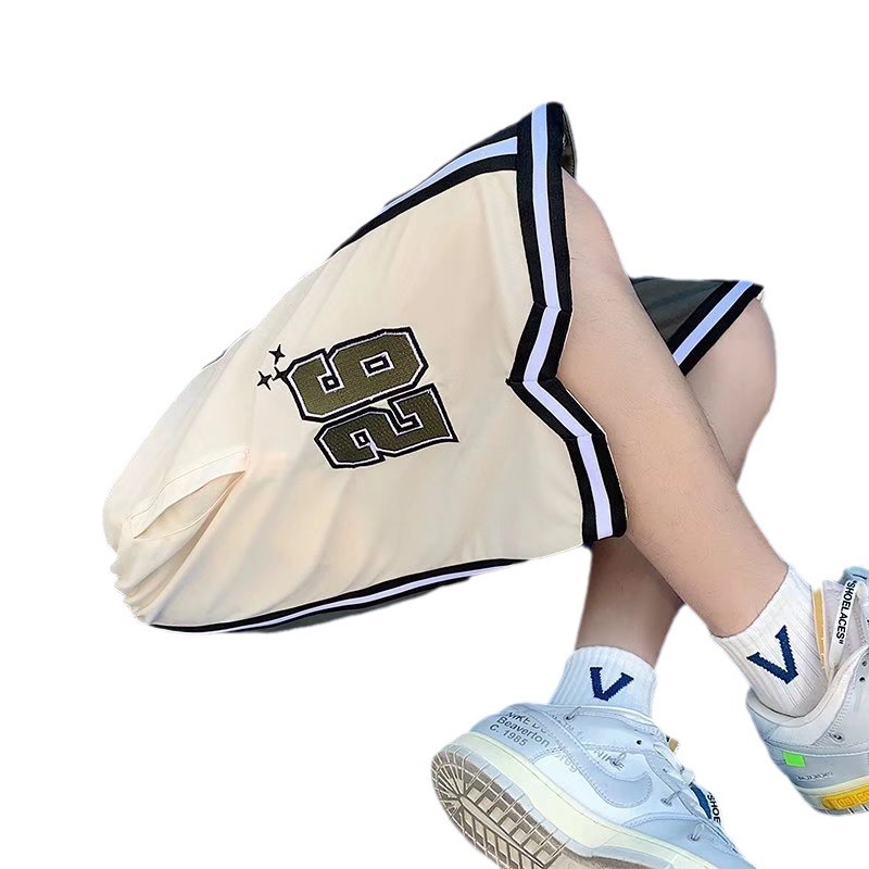 Pantalones cortos casuales de verano simples para hombres ins marca de moda color sólido contraste moda suelta pierna recta pantalones deportivos de cinco puntos