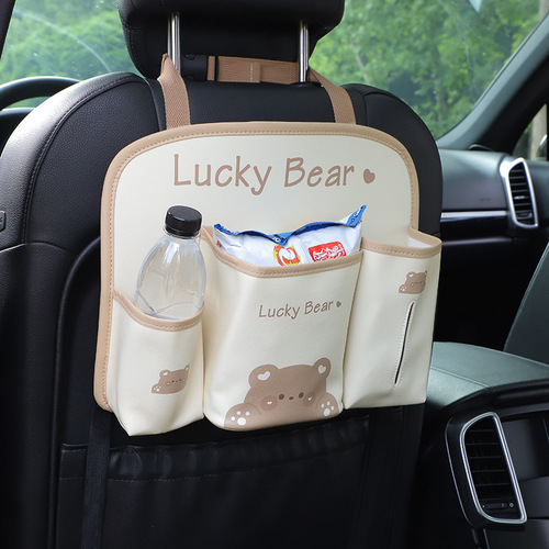 Car seat back storage bag Cute cartoon car seat hanging storage box Creative multifunctional car storage