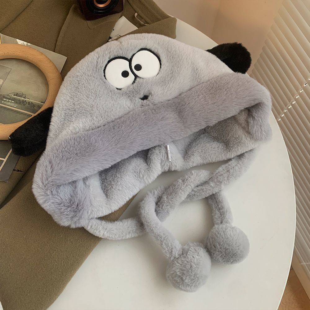New Autumn/Winter Cute Cartoon Fleece Thick Windproof & Warm Riding Ear Protection Hooded Cozy Plush Puppy Hat