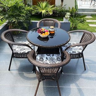 Outdoor Table and Chairs, Courtyard Balcony, Leisure Rattan Chair Three-Piece Set, Terrace Outdoor Chair, Rattan Chair, Small Coffee Table Combination