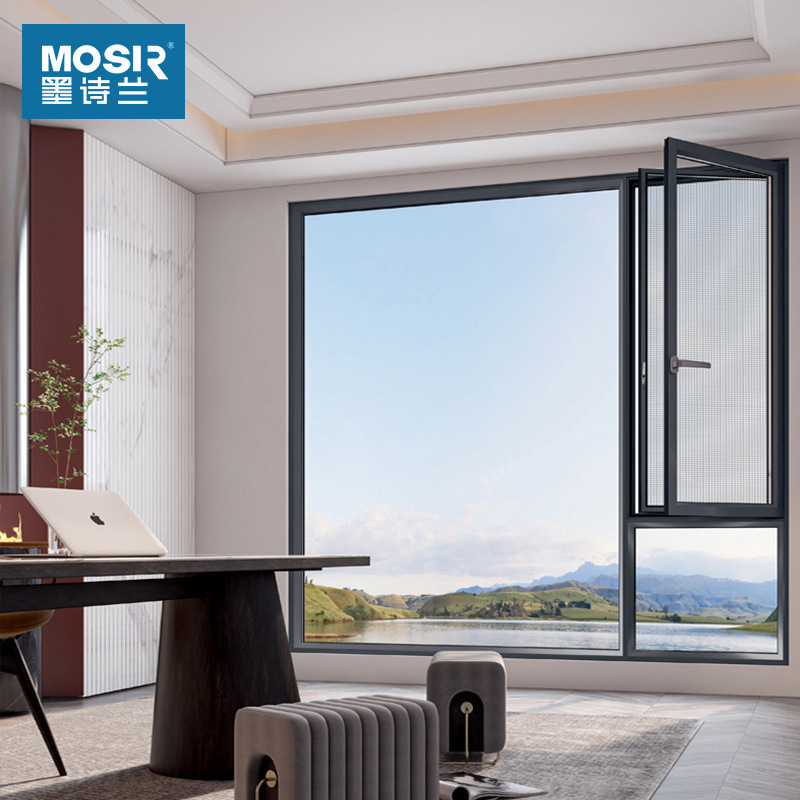 斷橋鋁門窗防盜臥室落地鋁合金窗戶佛山家用墨詩蘭隔音封窗系統窗