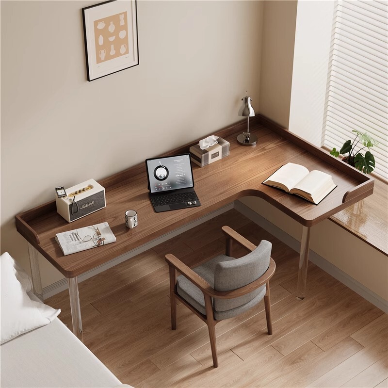 All Solid Wood Corner Bay Window Desk Acrylic Corner L-Shaped Suspended Computer Desk Bedroom Home Kidsren's Study Table