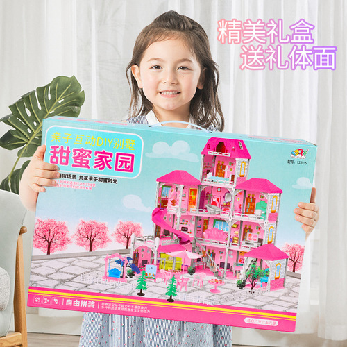 New assembled princess house girl play house sweet home doll villa castle toy children diy gift