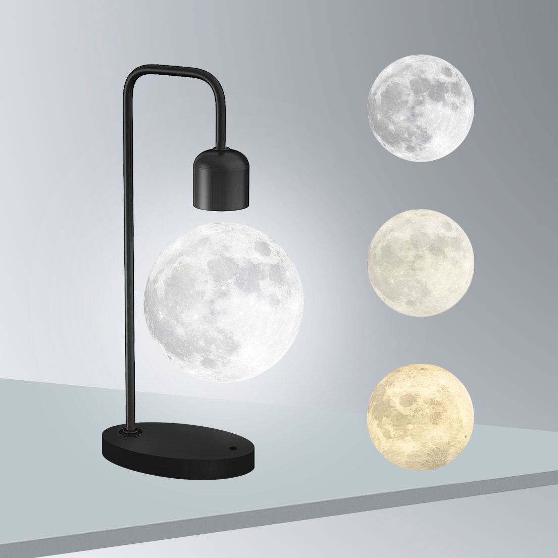 Temperatura de color súper boutique ya negro maglev luz de luna impresa 3D gran romántica luz de noche adornos para el hogar regalos