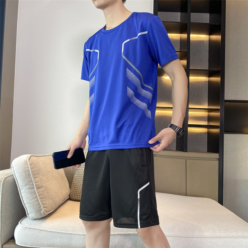 Largo traje de verano para hombres correr camiseta de hielo rápido seco ropa de mangas cortas pantalones cortos entrenamiento de baloncesto