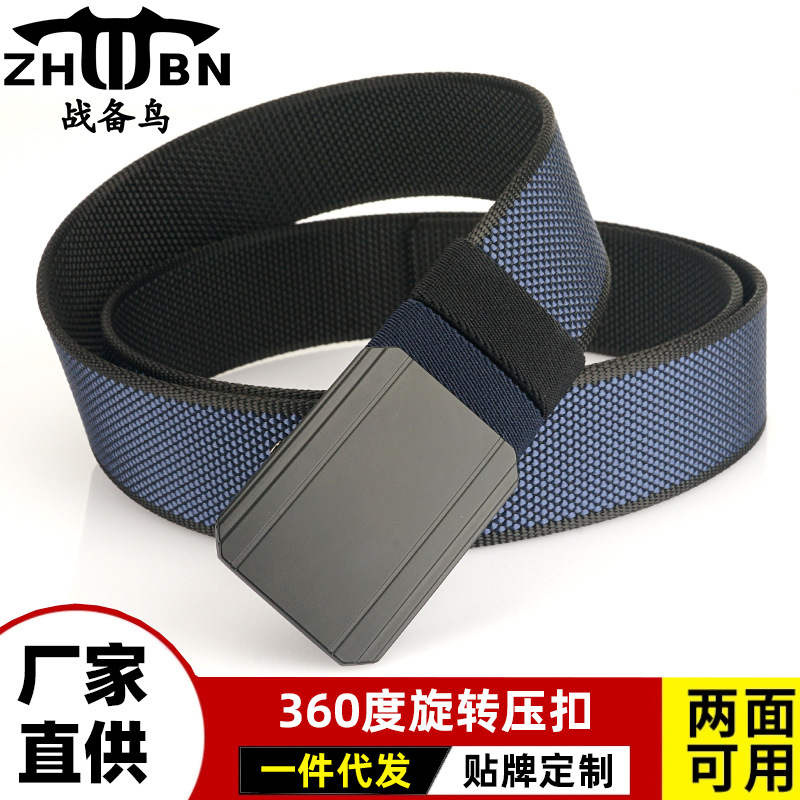 Nuevo cinturón de nylon giratorio de doble uso de doble cara casual versátil tejido poliéster pantalones cinturón simple cinturón de lona