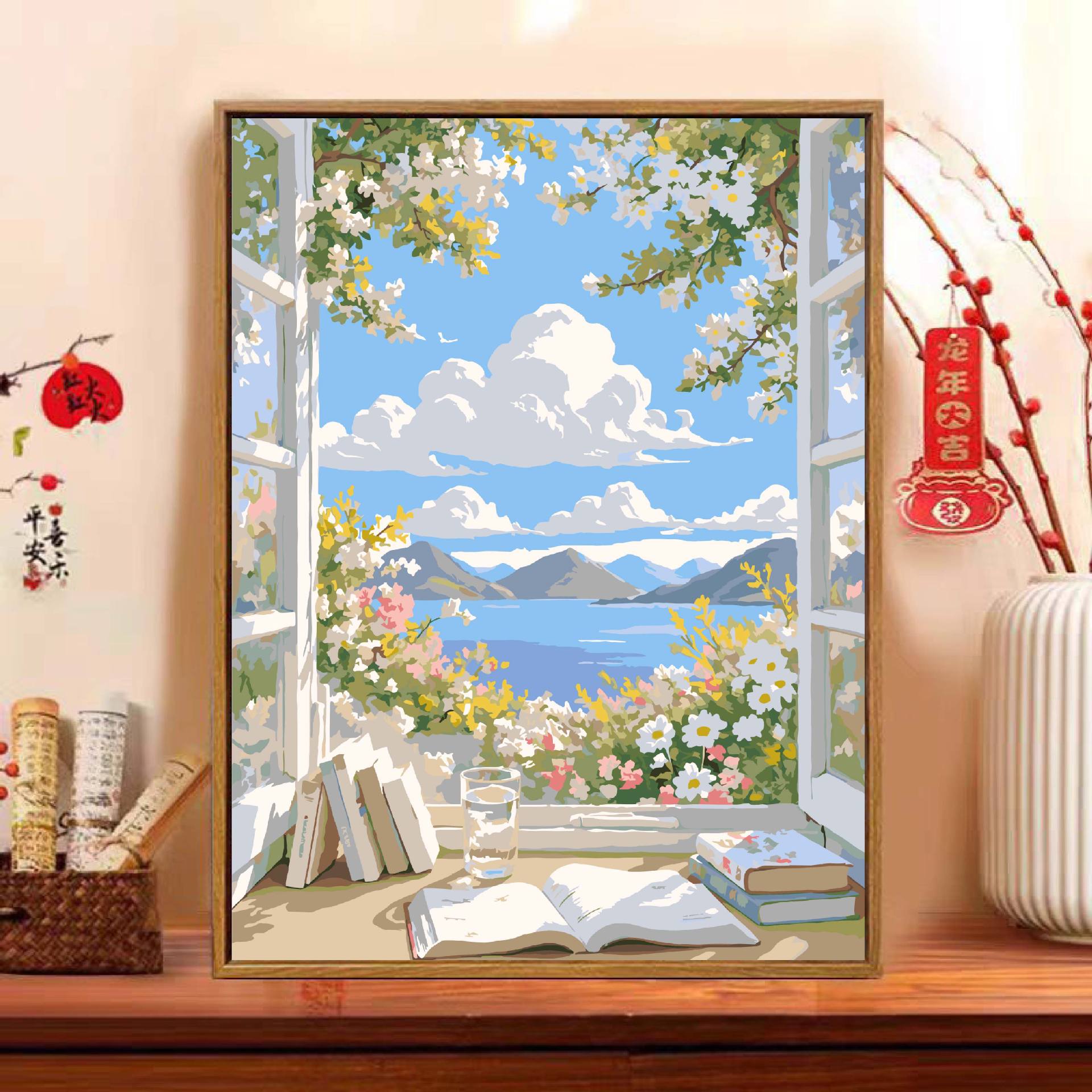 Floral pintura al óleo digital diy pintura de relleno adulto pintado a mano paisaje pintado a mano pintado acrílico pintura decorativa