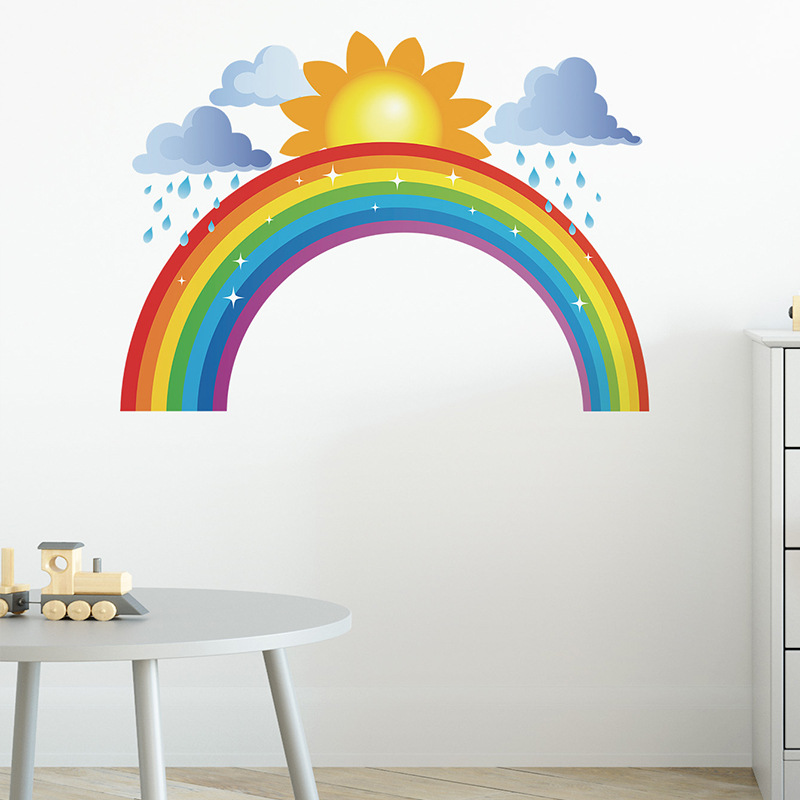 Rainbow Cloud Rain Sun Children's Wall Sticker display picture 6