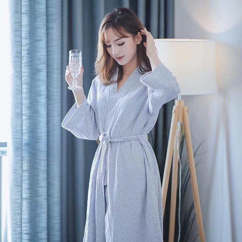 Spring and autumn loose waffle bathrobes for men and women, beauty salon and hotel bathrobes, morning robes, couple's pajamas, cool for summer