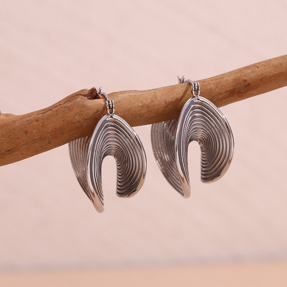 Steel Color Stainless Steel Folded Geometric Earrings