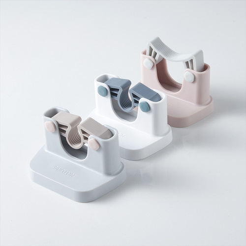 Staple-free push-in broom holder wall mount strong load-bearing adhesive bathroom wall hook storage gadget shelf clip