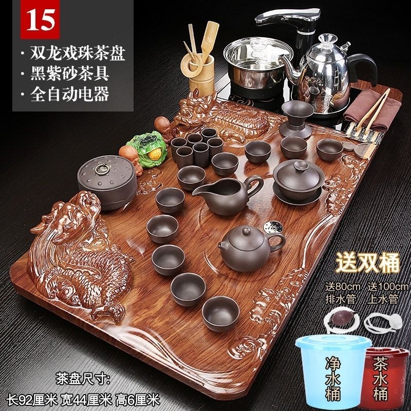 15 보라색 모래 쌍용 진주 놀이 검정 자동 기기-(이중 물통)